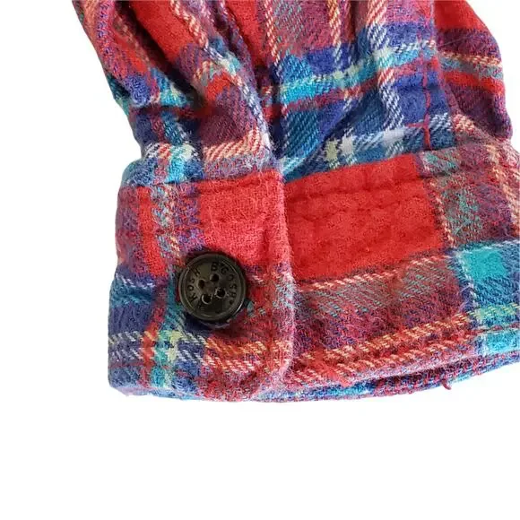 2 FOR $5 SALE Boy's 24 Month Red And Blue Plaid Flannel One Piece Top - Picture 6 of 7